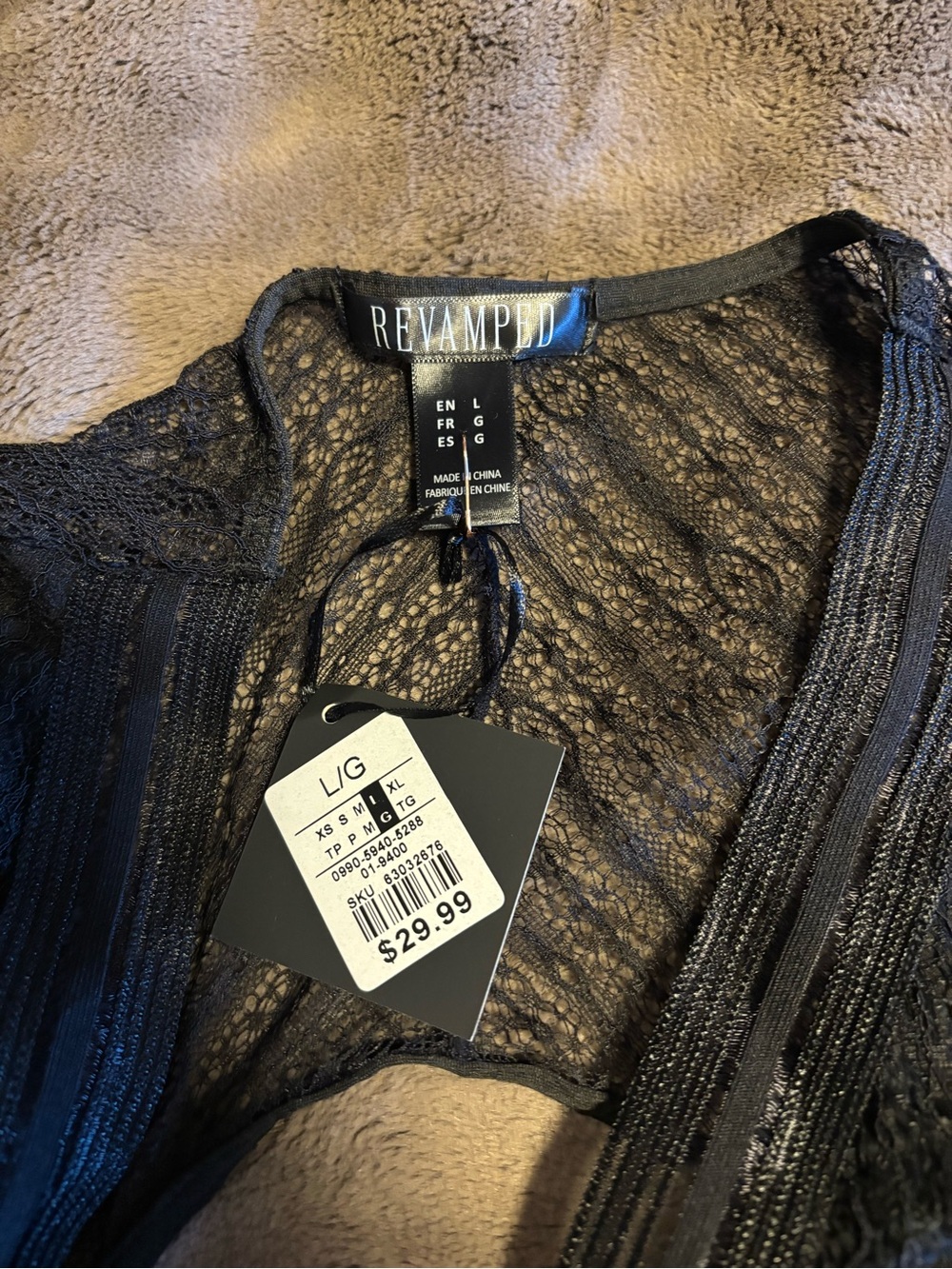 Revamped, black lace longsleeve bodysuit - Picture 4 of 9
